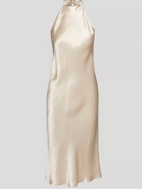 Aritzia Babaton Lato Satin Slip Shiny Halter Tie Midi Dress Size Medium